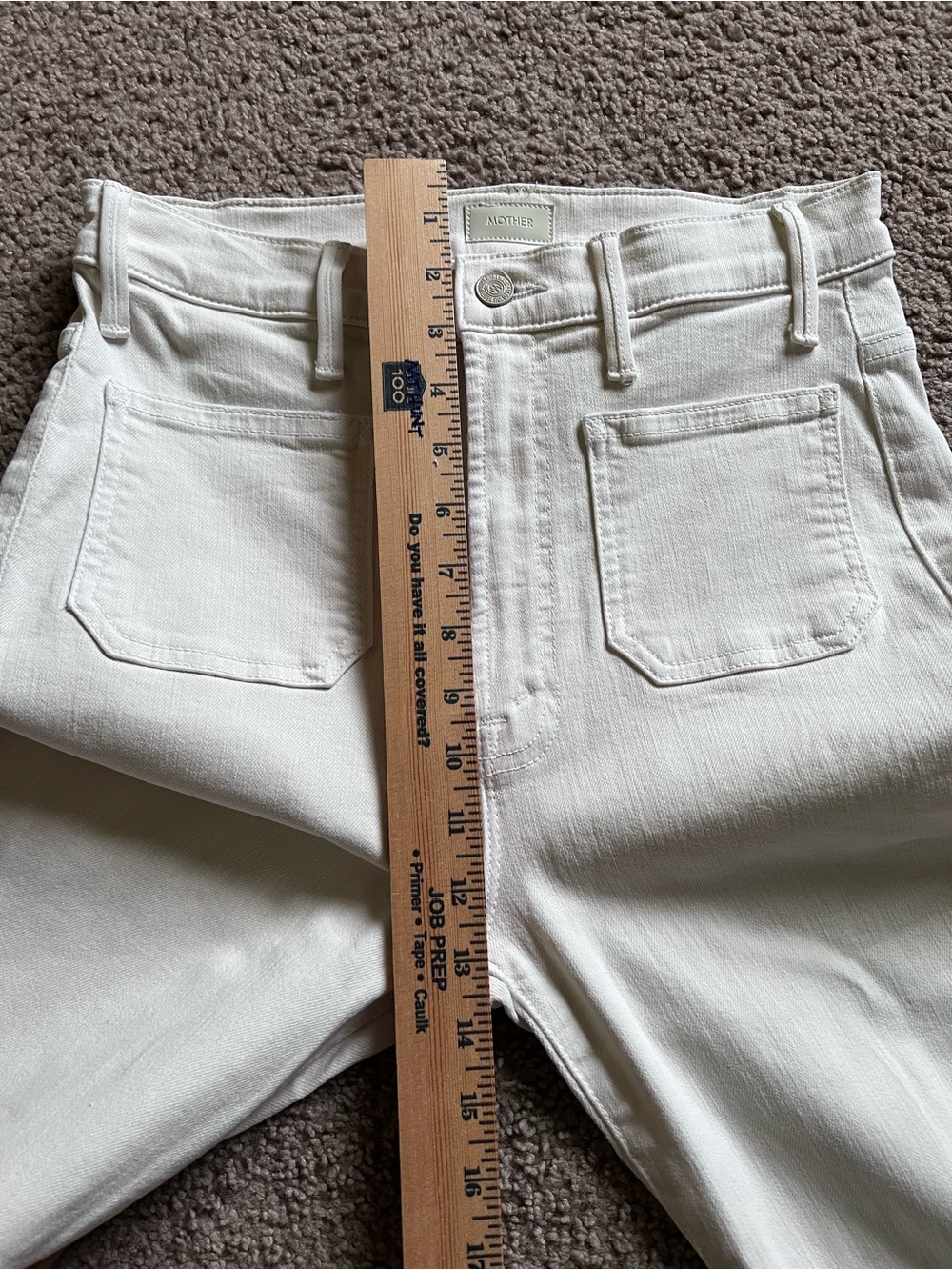 MOTHER The Hustler Patch Pocket Flood Jeans Cream Puffs Off-White Flare 28 - Picture 7 of 12